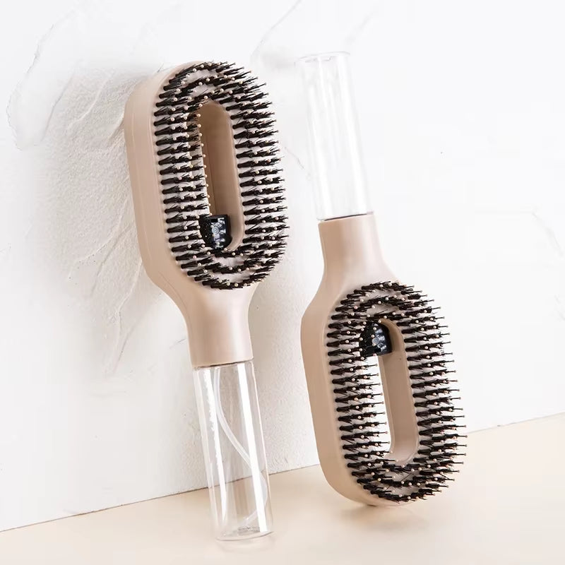 2In1 Sprayer Comb Soft Scalp Massage Nylon Bristles Hairbrush with Spray Bottle for Essential Oil Water Hair Styling Tools