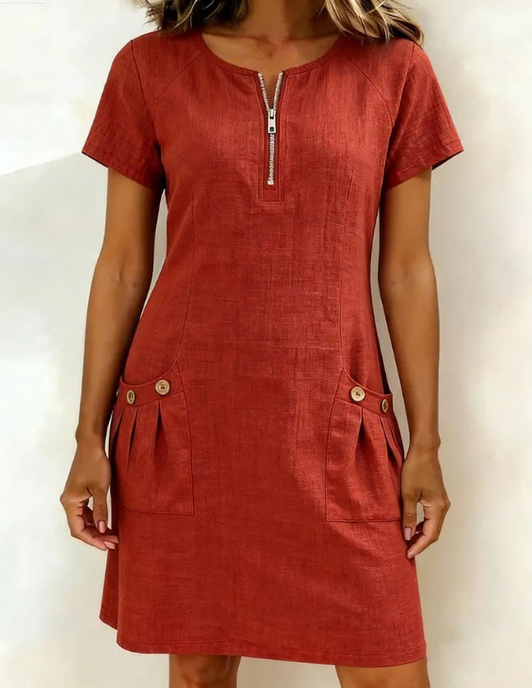 Mónica | Vestido de algodón con cremallera