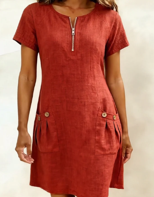 Mónica | Vestido de algodón con cremallera