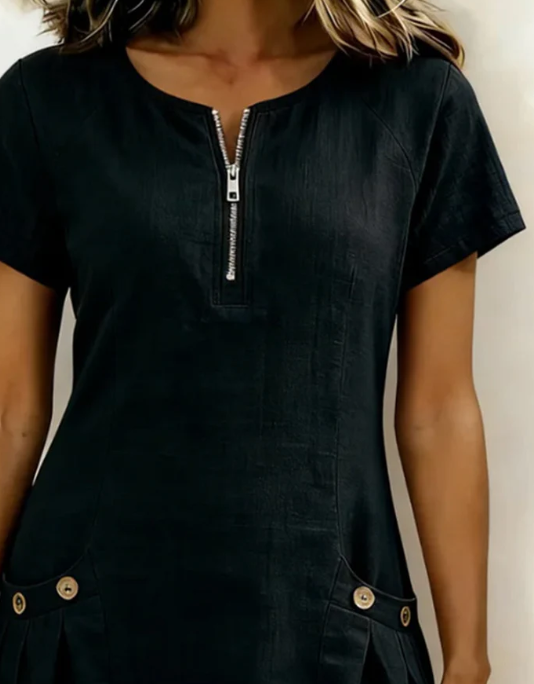 Mónica | Vestido de algodón con cremallera