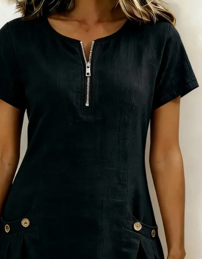 Mónica | Vestido de algodón con cremallera