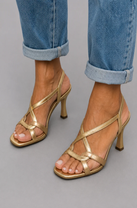 Sandra | Sandalias de tacón golden summer charm