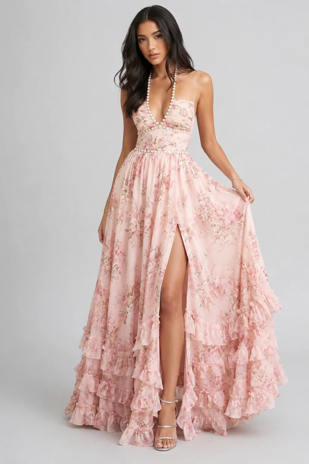 Vanesa | Elegante vestido largo de estilo floral vintage