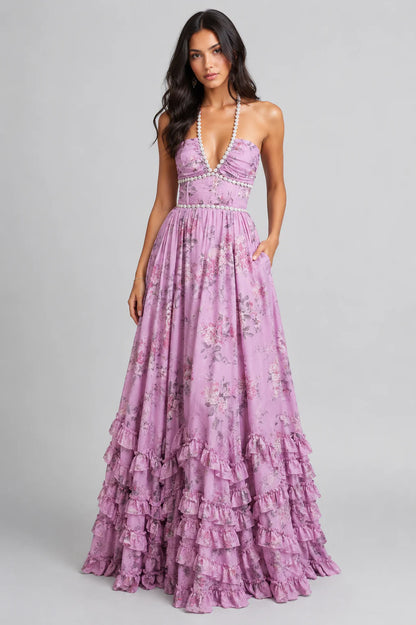 Vanesa | Elegante vestido largo de estilo floral vintage