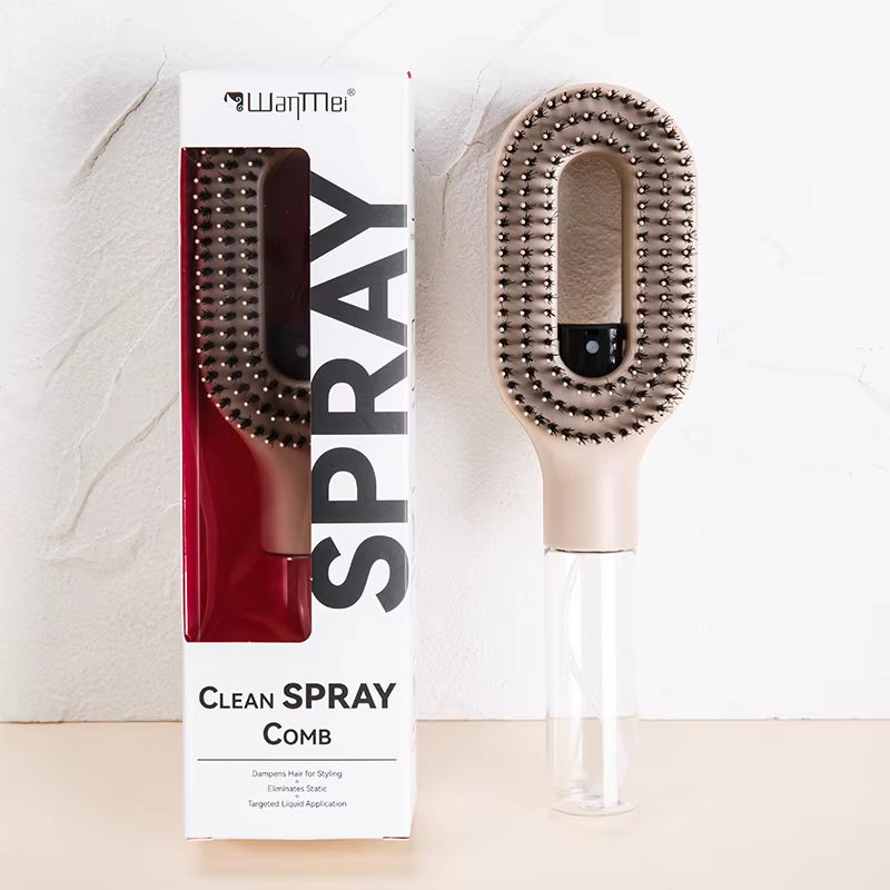 2In1 Sprayer Comb Soft Scalp Massage Nylon Bristles Hairbrush with Spray Bottle for Essential Oil Water Hair Styling Tools