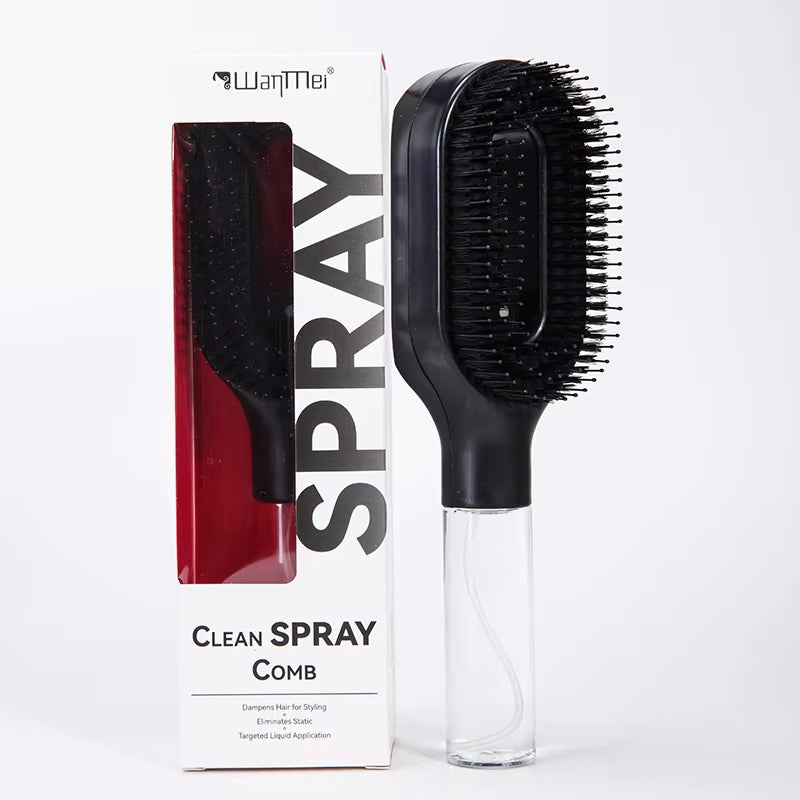 2In1 Sprayer Comb Soft Scalp Massage Nylon Bristles Hairbrush with Spray Bottle for Essential Oil Water Hair Styling Tools